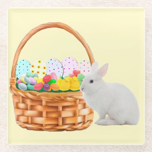 Paasmand en Bunny Glass Onderzetter (Voorkant)