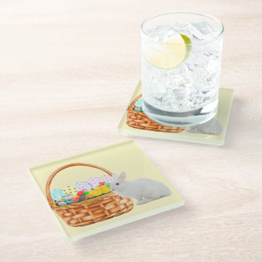 Paasmand en Bunny Glass Onderzetter Glazen Onderzetter (Schuin)