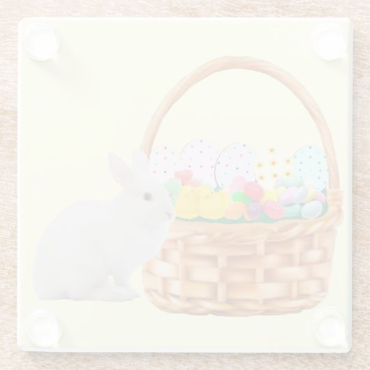 Paasmand en Bunny Glass Onderzetter Glazen Onderzetter (Achterkant)
