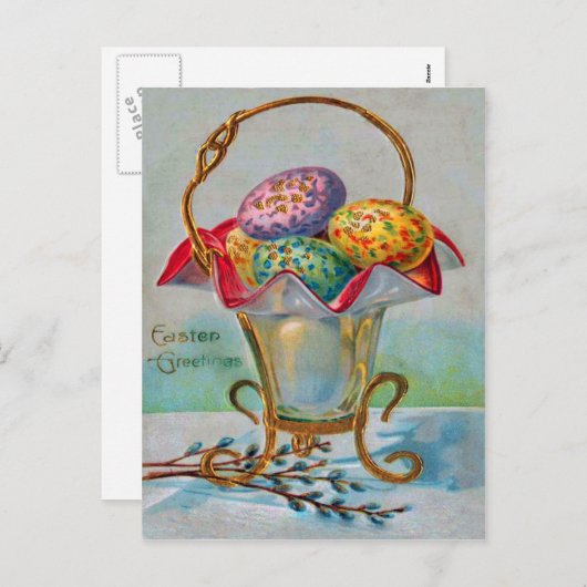  paasmand gekleurd ei feestdagenkaart (Voorkant / Achterkant)