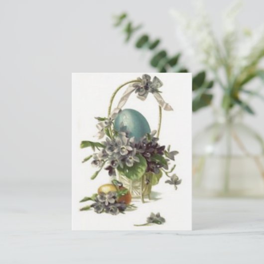 Paasmand gekleurd geschilderd ei violet feestdagenkaart (Staand voorkant)