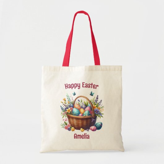 Paasmand Lente Bloemen Vlinder Paasei Tote Bag (Voorkant)