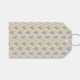 Paasmand & Lente Bloemmotief Cadeaulabel