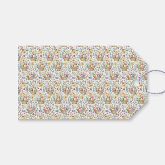 Paasmand & Lente Bloemmotief Cadeaulabel (Voorkant (Horizontaal))