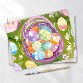 Paasmand | Lente Pastel Waterverf Feestdagenkaart