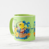 Paasmand Lente Tijd Bloemen Eieren Chick Gift Mok (Voorkant links)