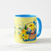 Paasmand Lente Tijd Eieren Chick Daffodils Mok (Voorkant rechts)