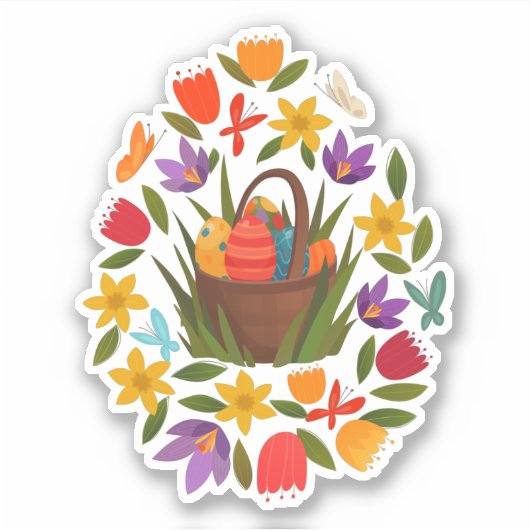 Paasmand & lentebloemen sticker (Voorkant)