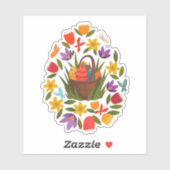 Paasmand & lentebloemen sticker (Vel)