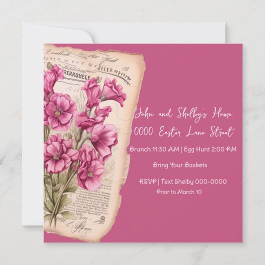 Paasmand met eieren en efemere bloemen kaart (Achterkant)