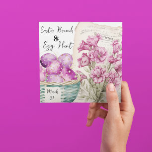 Paasmand met eieren en efemere bloemen kaart