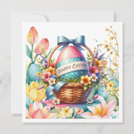 Paasmand met eieren en lente bloemen feestdagenkaart