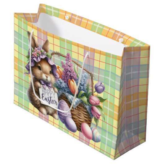 Paasmand met konijn groot cadeauzakje (Voorkant Gekanteld)