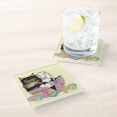 Paasmand Tabby Kitten Glazen Onderzetter (Schuin)