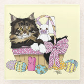 Paasmand Tabby Kitten Glazen Onderzetter (Voorkant)