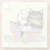 Paasmand Tabby Kitten Glazen Onderzetter (Achterkant)