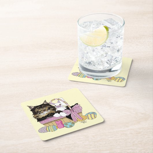 Paasmand Tabby Kitten Kartonnen Onderzetters (Insitu)