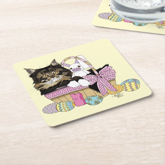 Paasmand Tabby Kitten Kartonnen Onderzetters (Schuin)