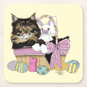 Paasmand Tabby Kitten Kartonnen Onderzetters (Voorkant)
