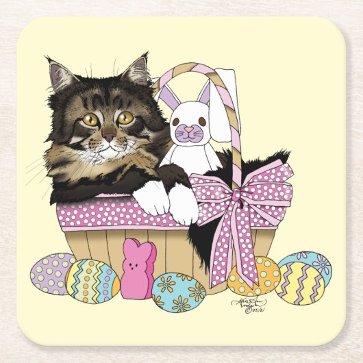 Paasmand Tabby Kitten Kartonnen Onderzetters (Voorkant)
