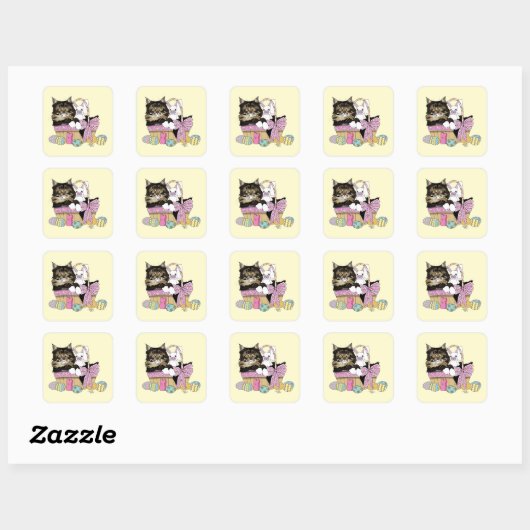 Paasmand Tabby Kitten Vierkante Sticker (Vel)