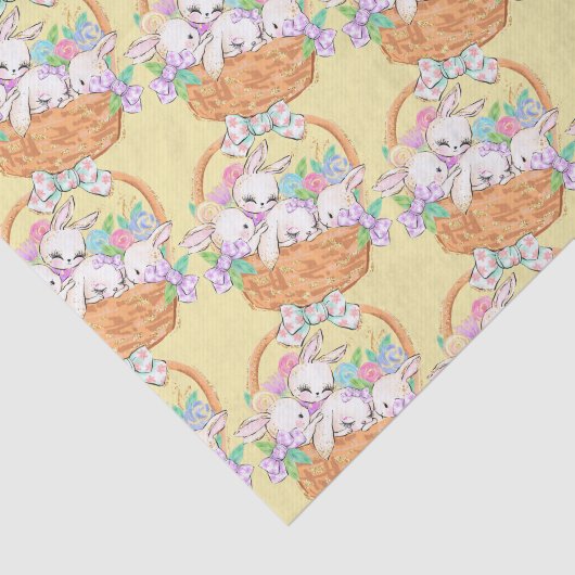 Paasmand van konijntjes tissuepapier (Detail)