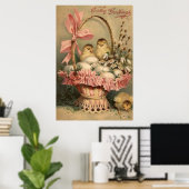 Paasmandje eichick roze boeg vergeet me niet poster (Thuiskantoor)