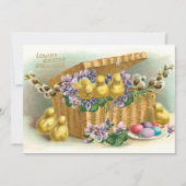  paasmandje, eieren en kuikens feestdagenkaart (Voorkant)