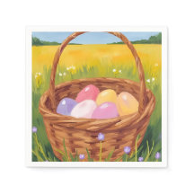 Paasmandje Eierjacht Pastel Waterverf