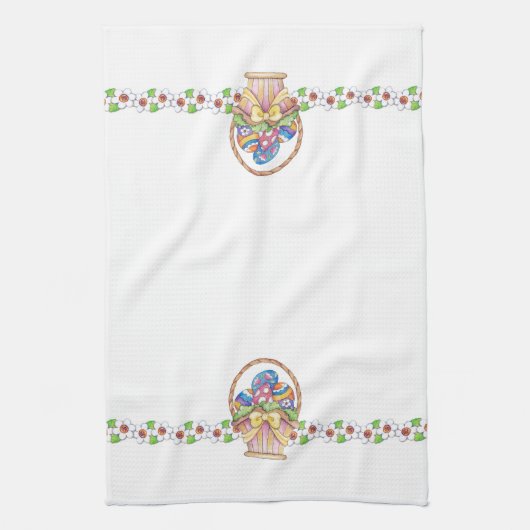 Paasmandje - keukenhanddoek (Verticaal)