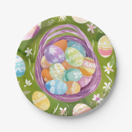 Paasmandje | Lente Pastel Waterverf Papieren Bordje