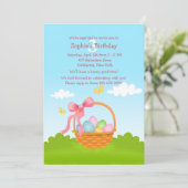 Paasmandje Verjaardag uitnodiging (Staand voorkant)