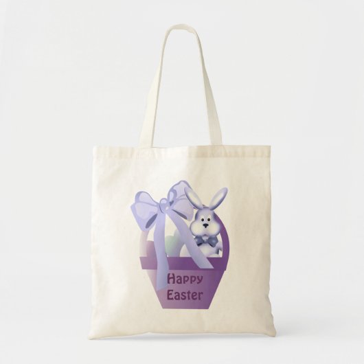 Paasmandjongen Bunny Happy Easter Canvas tas (Voorkant)