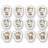 Paasmannetjes konijntjes dragen wortels en glazen sticker (Voorkant)