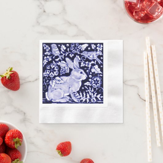 Paasmarinesblauw en witkonijn Bunny Bird Servet (Insitu)