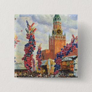 Paasmarkt in het Kremlin in Moskou, 1917 Vierkante Button 5,1 Cm