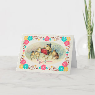 Paasmassa  Musical Chicks met Bloemenrand Feestdagen Kaart