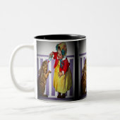  paasmeisje dat konijn voedt, ZSSG Tweekleurige Koffiemok (Links)