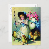 paasmeisje en Baby Feestdagenkaart (Voorkant / Achterkant)