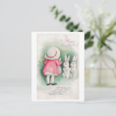  paasmeisje en bunny briefkaart (Staand voorkant)