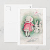  paasmeisje en bunny briefkaart (Voorkant / Achterkant)