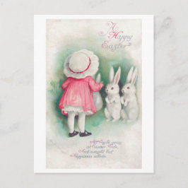 paasmeisje en bunny briefkaart