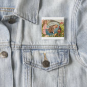  paasmeisje en Victoriaans jongen Vierkante Button 5,1 Cm (In situ)
