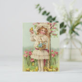  paasmeisje feestdagenkaart (Staand voorkant)