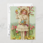  paasmeisje feestdagenkaart (Voorkant / Achterkant)