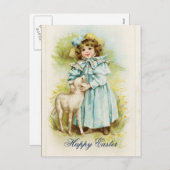  paasmeisje feestdagenkaart (Voorkant / Achterkant)