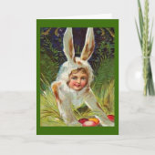  paasmeisje in Bunny Costume, ZSSG Feestdagen Kaart (Voorkant)