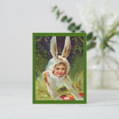 paasmeisje in Bunny Costume, ZSSG Feestdagenkaart (Staand voorkant)