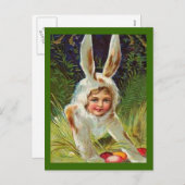 paasmeisje in Bunny Costume, ZSSG Feestdagenkaart (Voorkant / Achterkant)