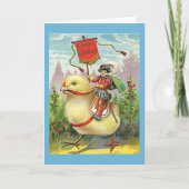  paasmeisje in eieren op paarse bloemen, ZSSG Feestdagen Kaart (Voorkant)